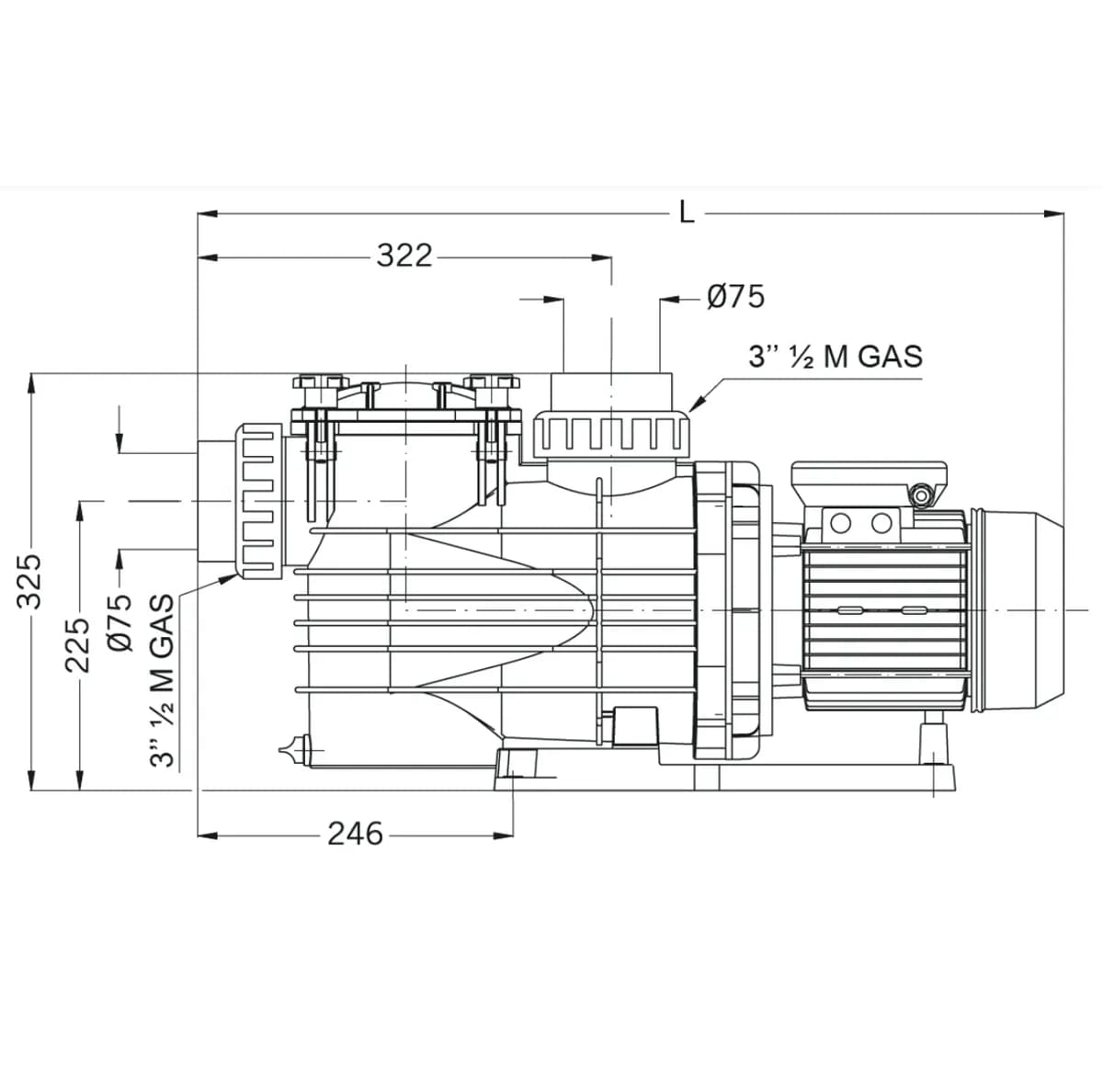Насос MAXI-20M С префильтром 27,6 м3/ч Н=10 230 B 1,5 кВт