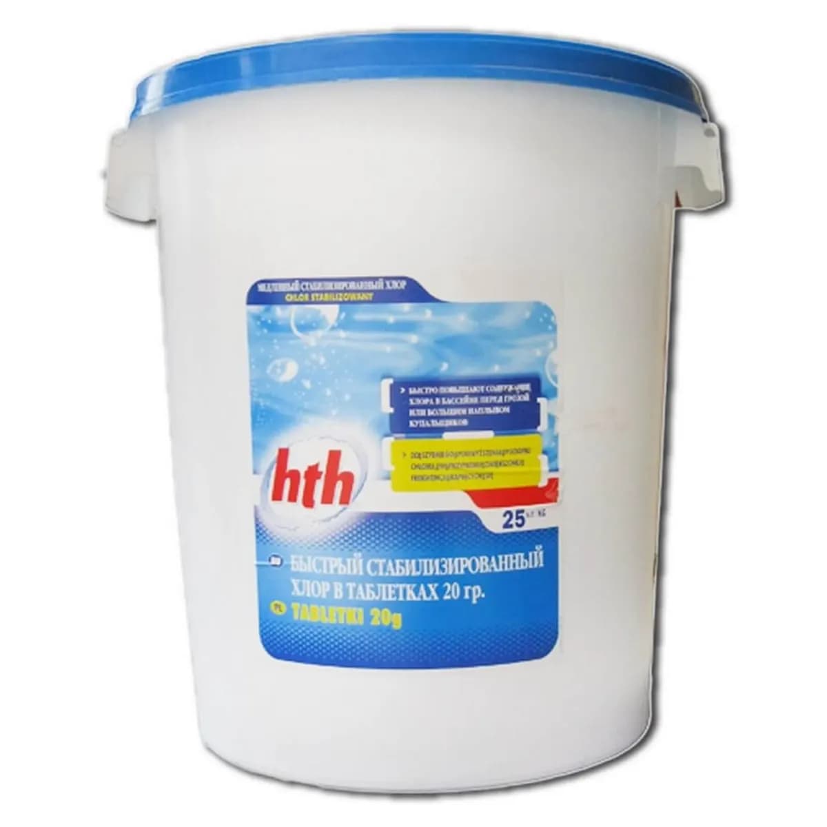 Быстрый стабилизированный хлор в таблетках HTH 25 кг по 20 гр MINITAB SHOCK