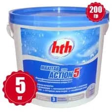 Многофункциональные таблетки стабилизированного хлора 5 в 1 HTH 5 кг по 200 гр maxitab action 5