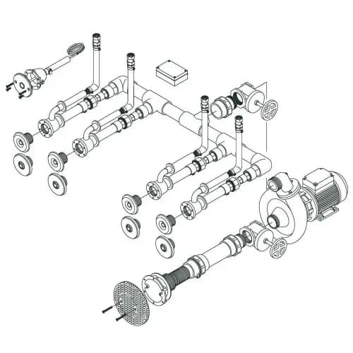 Гидромассаж Hugo Lahme Standard 4 форсунки с пьезокнопкой и насосом (8697120)